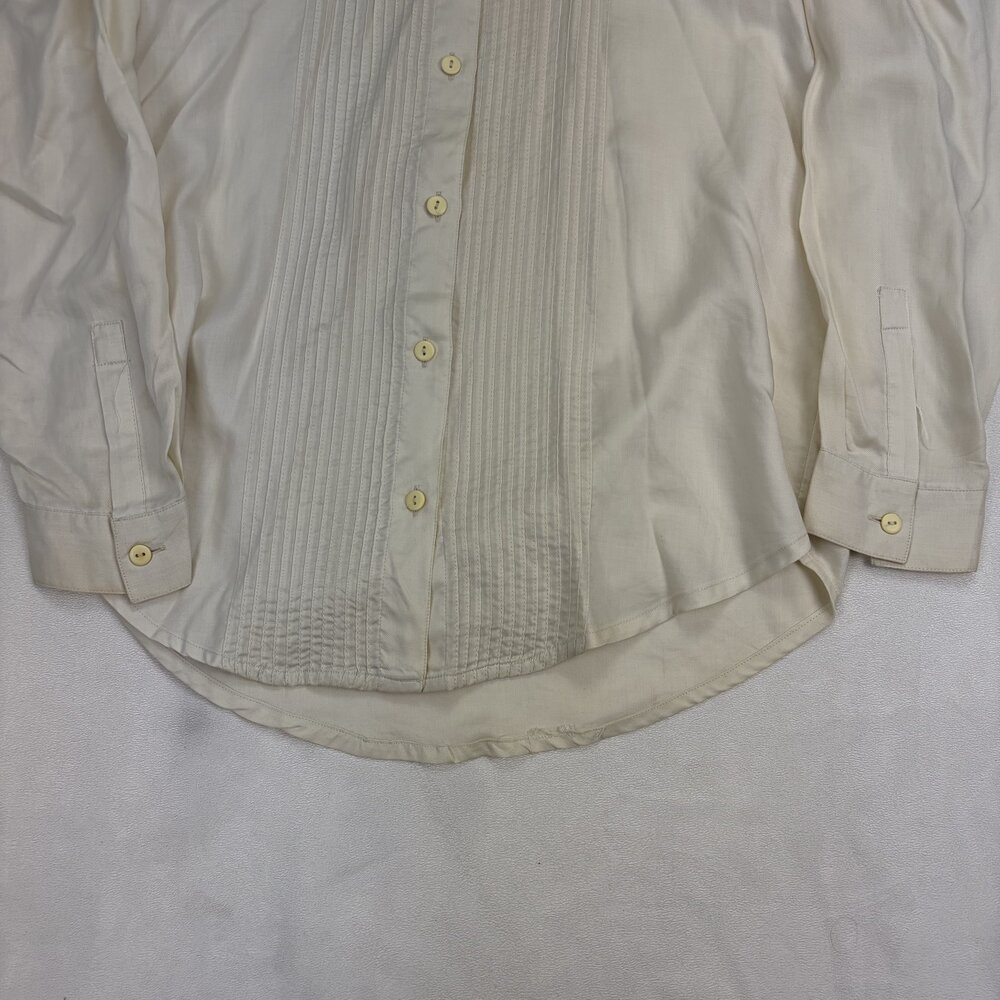 Rafaella Cream Pintuck Button-Down Blouse Size 10 - Picture 8 of 11